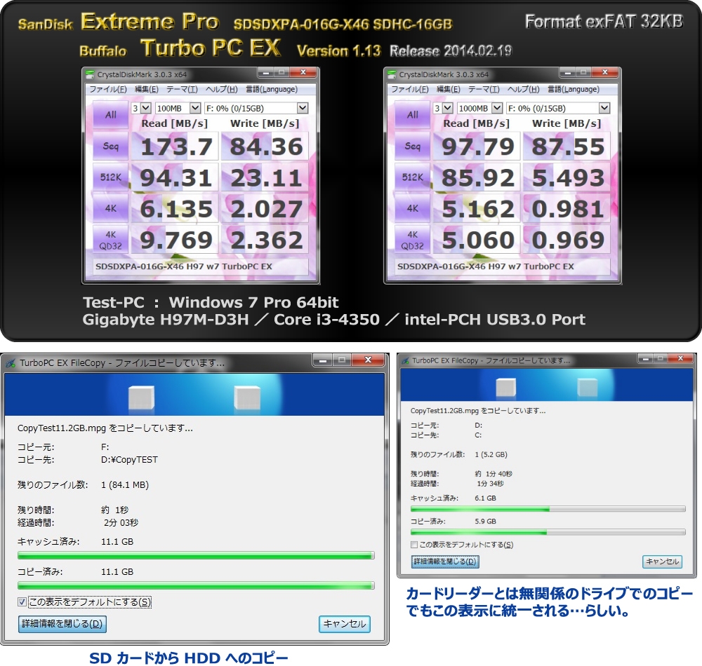 『補足図6：Win7でのTurboPC EXの動作検証』バッファロー BSCR15TU3WH [USB 57in1 ホワイト