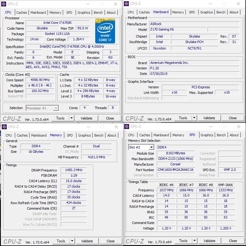 価格.com - 『DDR4-2900 CPU-Z』Corsair CMK16GX4M2A2666C16 [DDR4 PC4 