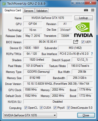クラブ Baimei GK-GTX1070-E8GB/WHITE | 玄人志向 GALAKURO NVIDIA GEFORCE GTX 1070