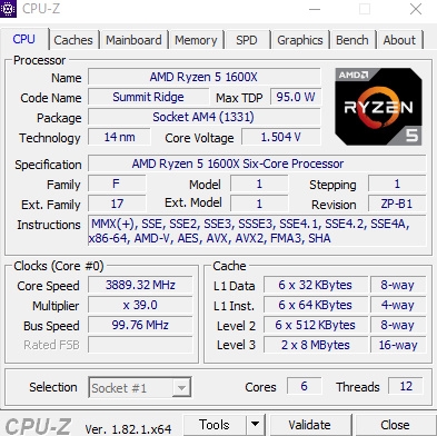 ARまとめ売り 5枚 価格.com - 『CPU-Z』AMD Ryzen 5 1600X BOX ころんちゃん♪さん