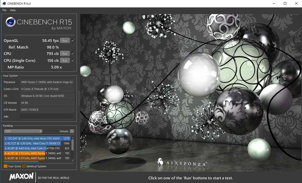 価格.com - 『CINEBENCH R15 3400G』Lenovo ThinkCentre M75q-1 Tiny