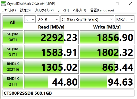 価格 Com カタログスペックより書き込み速い Crucial P2 Ct500p2ssd8jp すぽたんさんのレビュー 評価投稿画像 写真 本当にqlcなのか 追記 5102