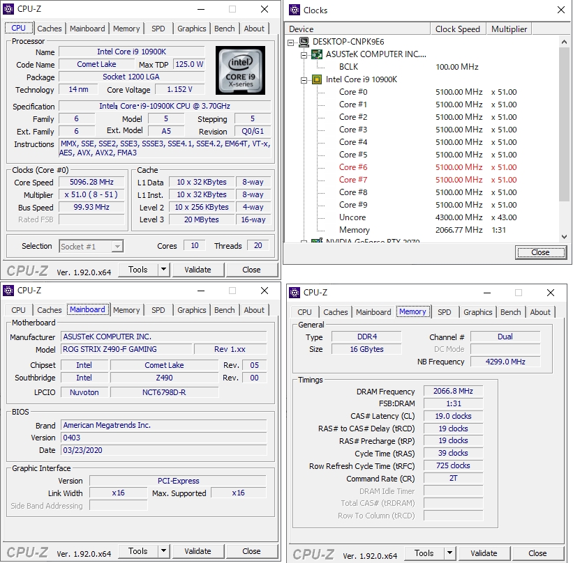 価格.com - 『CPU-Z』インテル Core i9 10900K BOX 海ザルMAXさんの