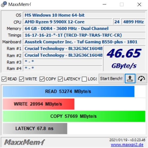 価格.com - 『MaxxMem2』crucial Ballistix BL2K32G36C16U4B [DDR4 PC4