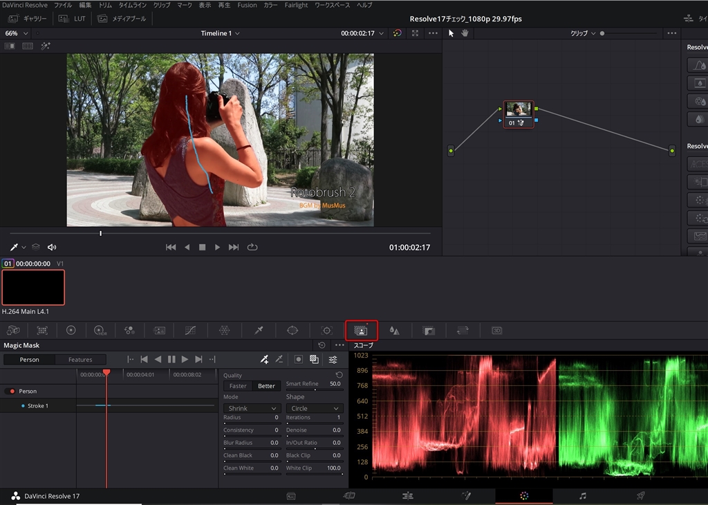 価格.com - 『マジックマスク』Blackmagic Design DaVinci Resolve Studio ライセンスキー版  色異夢悦彩無さんのレビュー・評価投稿画像・写真「DaVinci Resolve Studioの再レビュー(v17)」[572297]