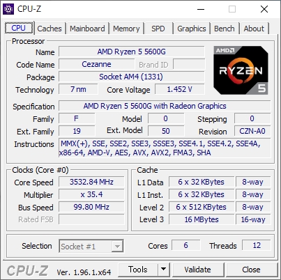 価格.com - 『CPUZ』AMD Ryzen 5 5600G BOX すぽたんさんのレビュー 