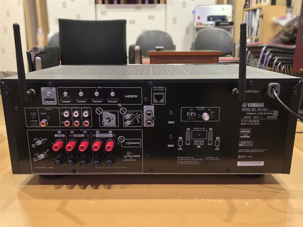 価格.com - 『背面。端子はミニマムでスッキリ。』ヤマハ RX-V4A 鴻池