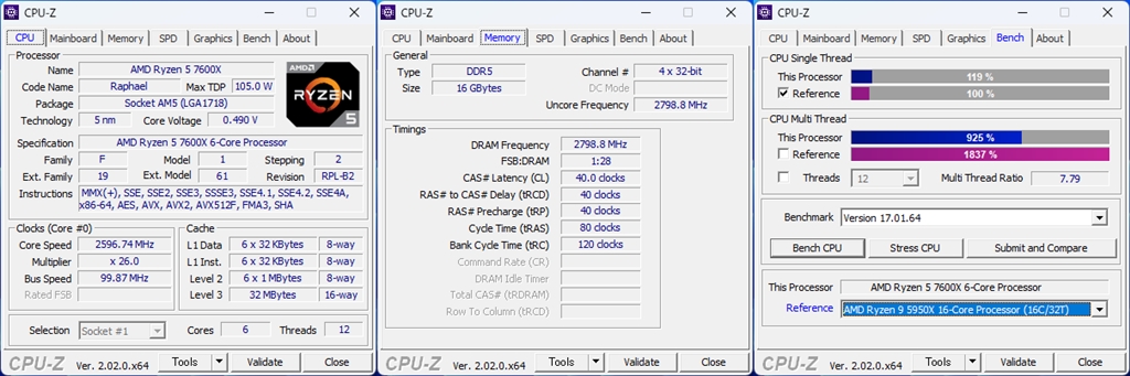 価格.com - 『CPUZ』AMD Ryzen 5 7600X BOX すぽたんさんのレビュー