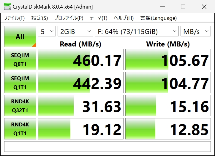 価格.com - 『CrystalDiskMark 8によるベンチ結果』トランセンド JetFlash 920 TS128GJF920 ...
