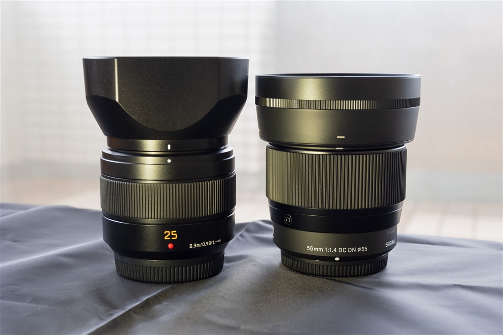 価格.com - 『SUMMILUX 25-F1.4II と SIGMA 56-F1.4 との大きさ対比』パナソニック LEICA DG  SUMMILUX 25mm/F1.4 II ASPH. H-XA025  北野三四郎さんのレビュー・評価投稿画像・写真「大口径レンズは心まで明るくする」[711374]