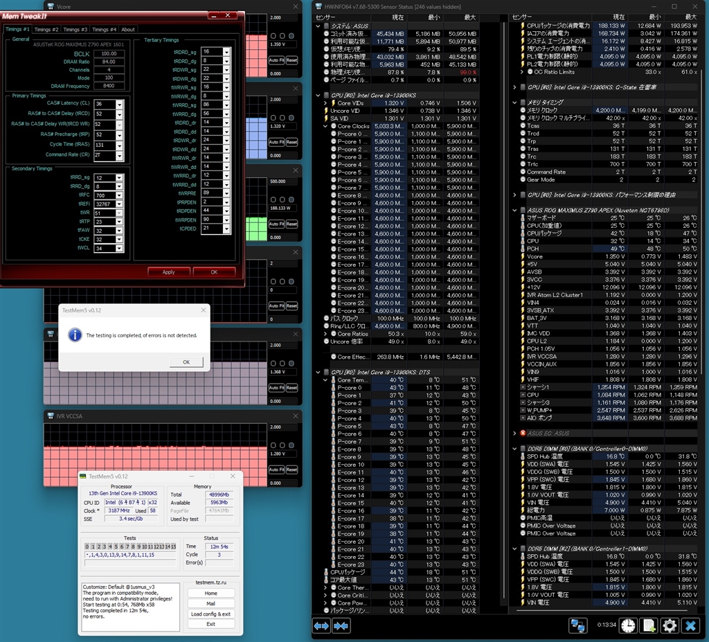 価格.com - 『メモリテスト8400CL36』ASUS ROG MAXIMUS Z790 APEX まつ