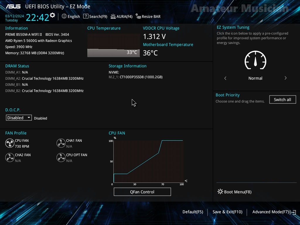 価格.com - 『PRIME B550M-A WIFI II BIOS画面@実験中01』ASUS PRIME