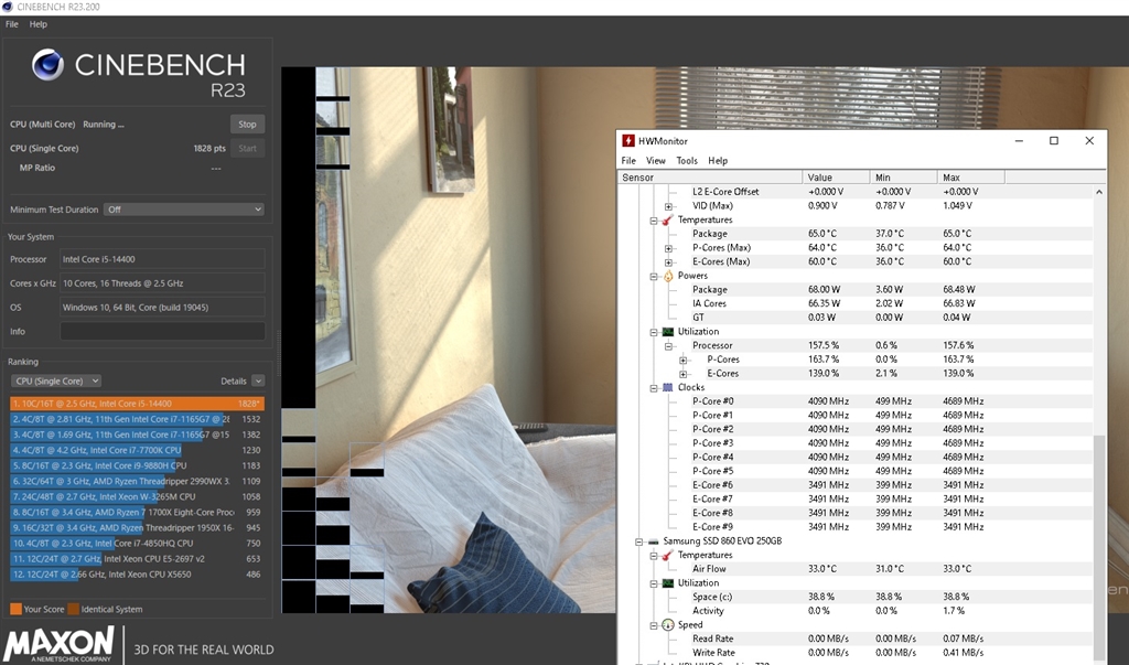 価格.com - 『修正パッチ適用後・i5-14400 R23測定中のCPU温度+消費