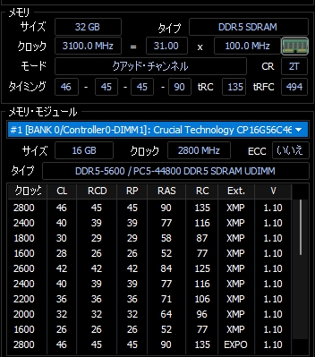 価格.com - 『HWINFOより(DDR5なので表示クロックx2で動作しています