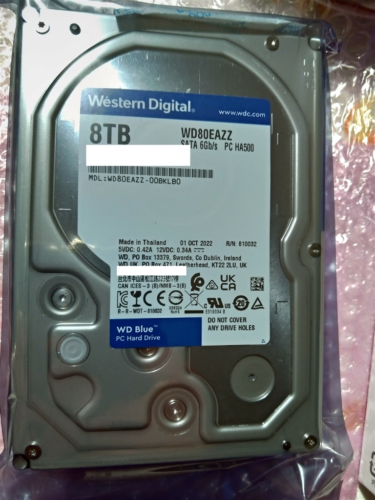 Western Digital WD80EAZZ 8TB HDD 141時間 Western Digital WD80EAZZ