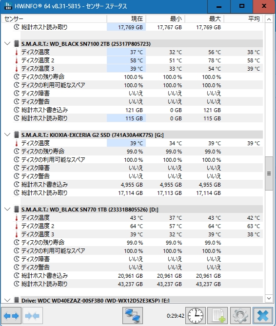価格.com - 『アイドル時の温度。SN770より格段に低い』Sandisk WD_Black SN7100 NVMe SSD ...