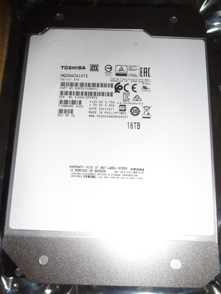 価格.com - 東芝 MG08ACA16TE [16TB SATA600 7200] Gankunさんの