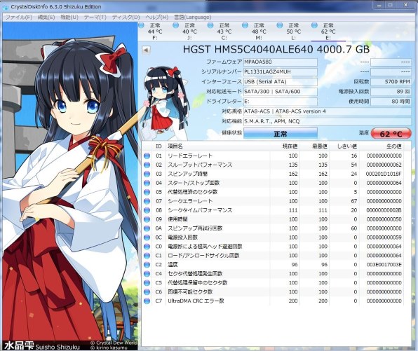 HGST Touro Desk DX3 TV 4000GB Black JP 0S03584 [スムースブラック