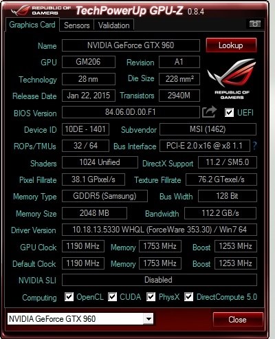 専用まとめ割 MSI GTX 960 Gaming 2G Video Card Review - Overclockers