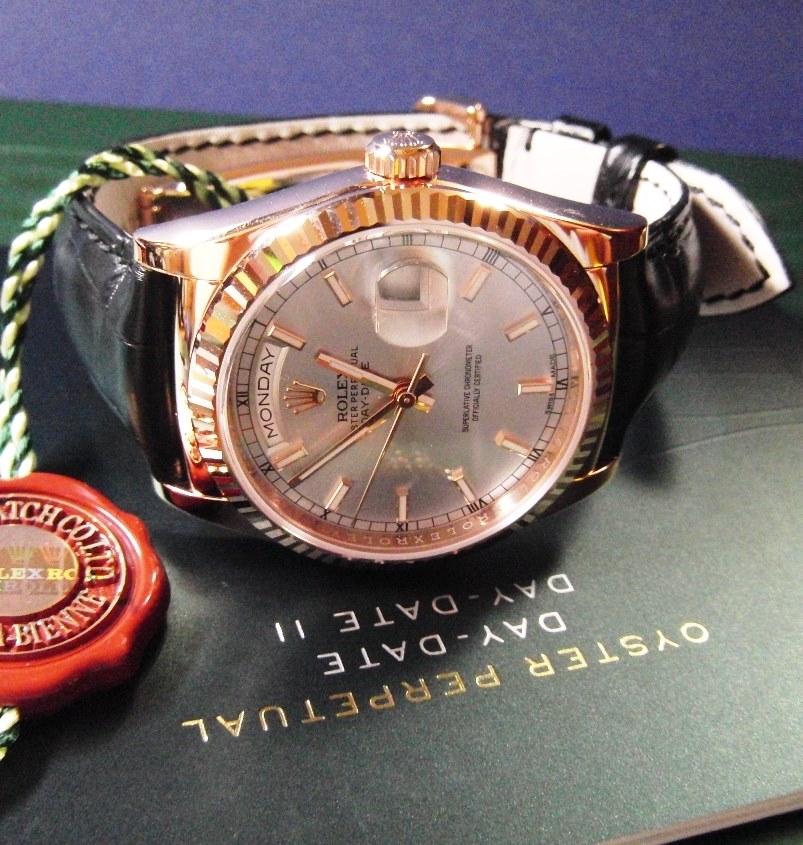 〇純正 ROLEX DAY-DATE 118135 レザーベルト YZ5479 Rolex Day-Date 36 Leather Strap Watch 118135-0078