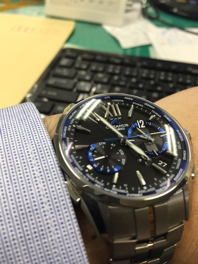 文字盤の色ブルー系OCEANUS(オシアナス)マンタOCW-S3400-1AJF 腕時計
