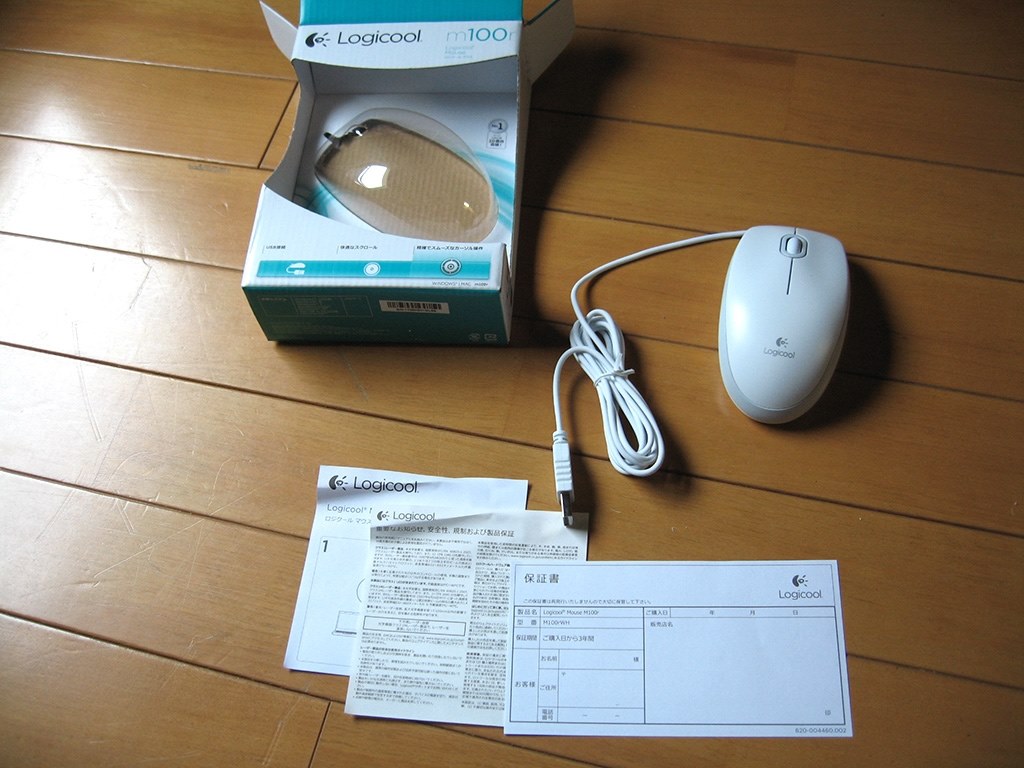 使える500円マウス』 ロジクール Mouse M100rWH [ホワイト] でんしろう