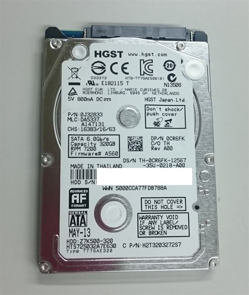 HGST HTS725032A7E630 [320GB 7mm] 価格比較 - 価格.com