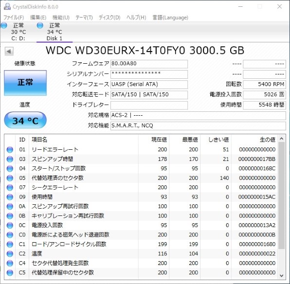 【希少品/使用時間 小】DIGA換装用 3TB HDD WD30EURX WESTERN DIGITAL WD30EURX [3TB SATA600]投稿画像・動画 - 価格.com