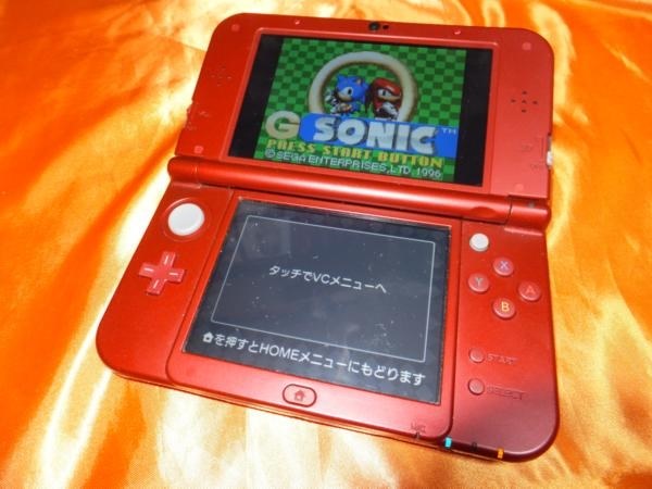 画面に対して大きなソニックで、ゲームギアの最後を３ＤＳに再現