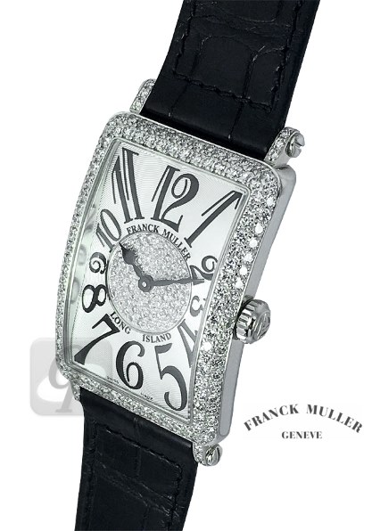 電池交換済 FRANCK MULLER フランクミュラー ロングアイランド 952QZD 純正ダイヤ ダイヤベゼル ラグダイヤ ダイヤ尾錠 シルバー ギョーシェ K18WG ホワイトゴールド 金無垢 純正K18WG尾錠 レディース クォーツ 【6ヶ月保証】【中古】【腕時計】 FRANCK MULLER - 電池交換済 FRANCK MULLER フランクミュラー ロング