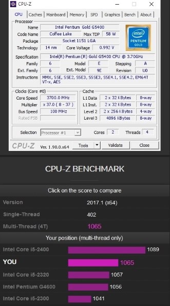 ce G5400 Hz 4M キャッシュ デュアルコア プロセッサ CPU SR3X9
