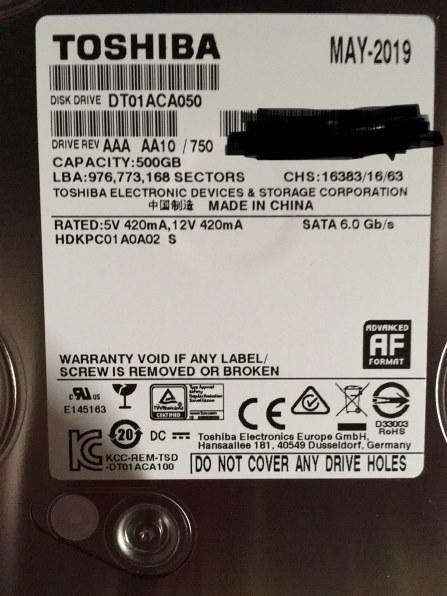 東芝 DT01ACA050 [500GB SATA600 7200]投稿画像・動画 - 価格.com