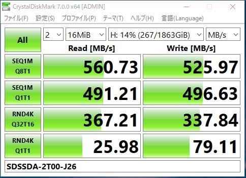 21日稼働のみ　２TB　SSD PLUS SDSSDA-2T00-J26 サンディスク SanDisk SSD PLUS ソリッド ステート ドライブ 2TB