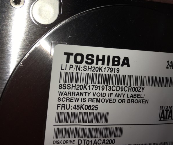 ◆使用766時間◆東芝　DT01ACA200◆2.0TB/3.5/SATA/HDD 東芝 DT01ACA200 [2TB SATA600 7200]投稿画像・動画 - 価格.com
