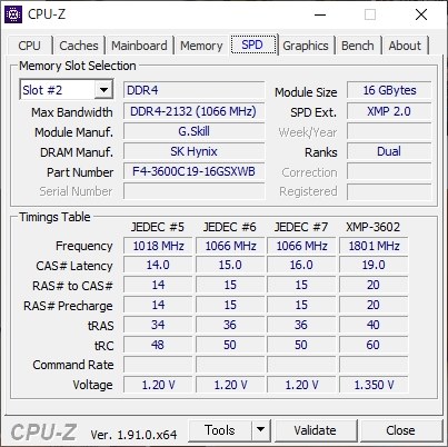 F4-3600C19D-32GSXWB [DDR4 2枚]PC/タブレット