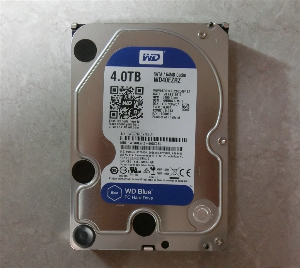 5400rpmなので回転音も静かですよ(^^』 WESTERN DIGITAL WD40EZRZ-RT2