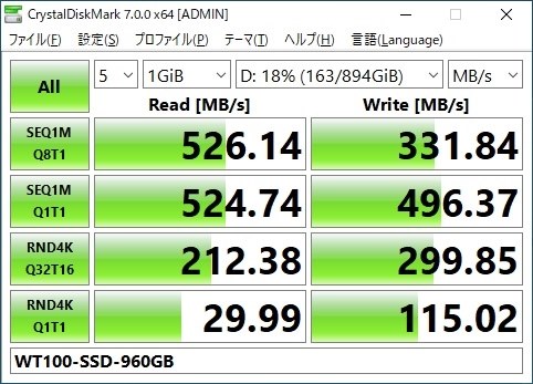 価格に納得できるのなら』 WINTEN WT100-SSD-960GB キャッシュは増やせ