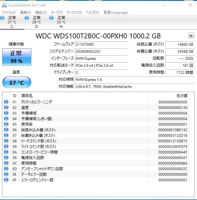 高速、低発熱、長寿命 文句なし』 WESTERN DIGITAL WD Blue SN550 NVMe WDS100T2B0C  隼珍さんのレビュー評価・評判 - 価格.com