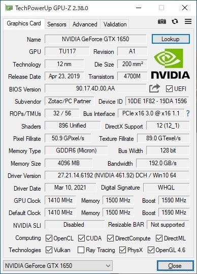 ファンの音が、ね。』 ZOTAC ZOTAC GAMING GeForce GTX 1650 Low