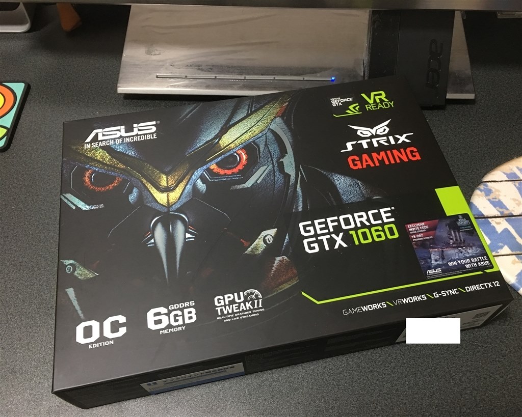 安心の3年保証と高い冷却性能が売りの1060でした』 ASUS STRIX-GTX1060