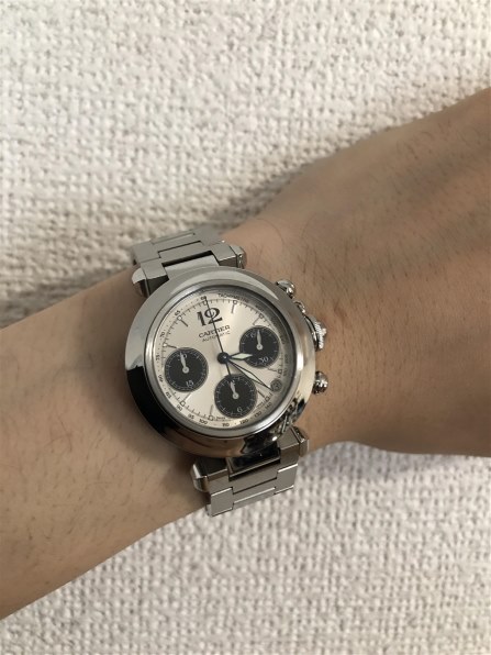カルティエ Cartier パシャC クロノグラフ W31048M7 ボーイズ 腕時計 デイト シルバー 文字盤 オートマ 自動巻き ウォッチ PashaC VLP 90208731