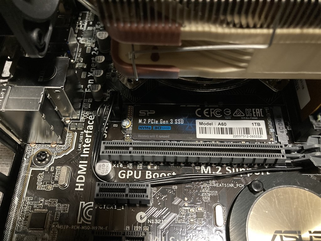 H97マザーでPCIe2.0 x2のM.2スロットで使ってみました