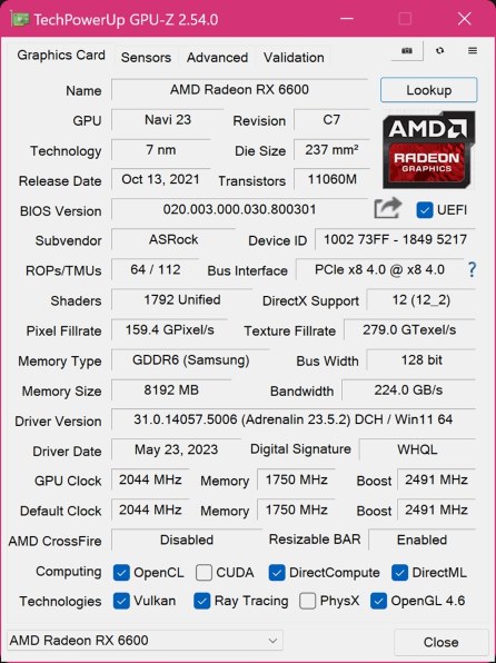 ASRock Radeon RX 6600 Challenger D 8GB [PCIExp 8GB] 価格比較