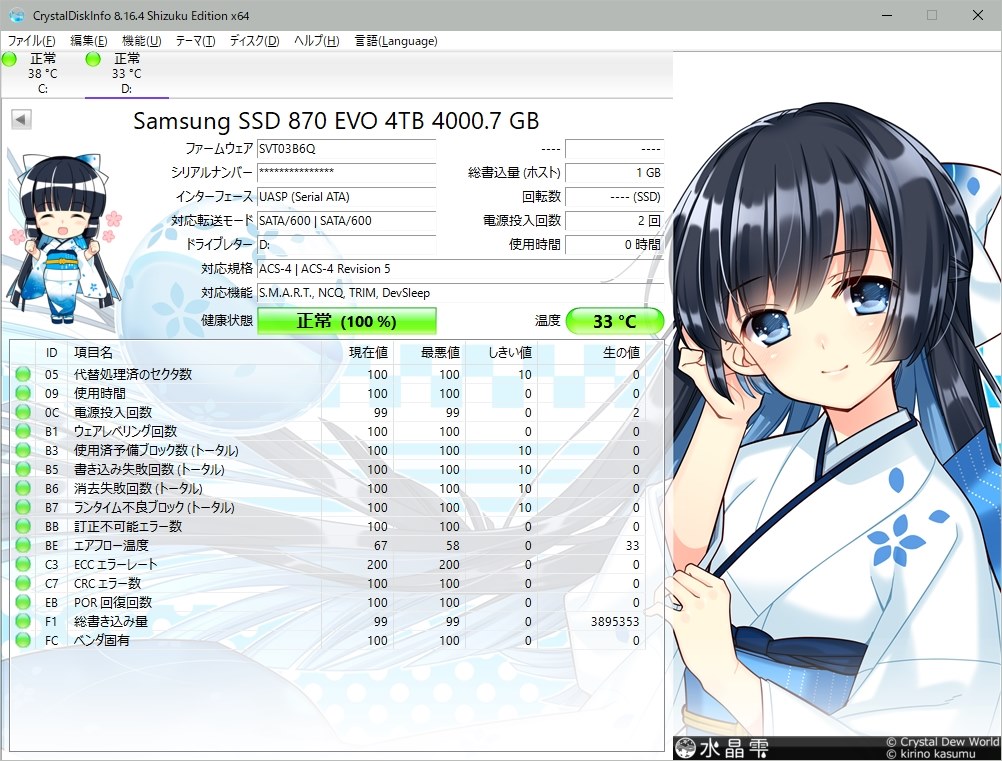 安心のSamsung SSD♪(σ^-^)σ』 サムスン 870 EVO MZ-77E4T0B/IT