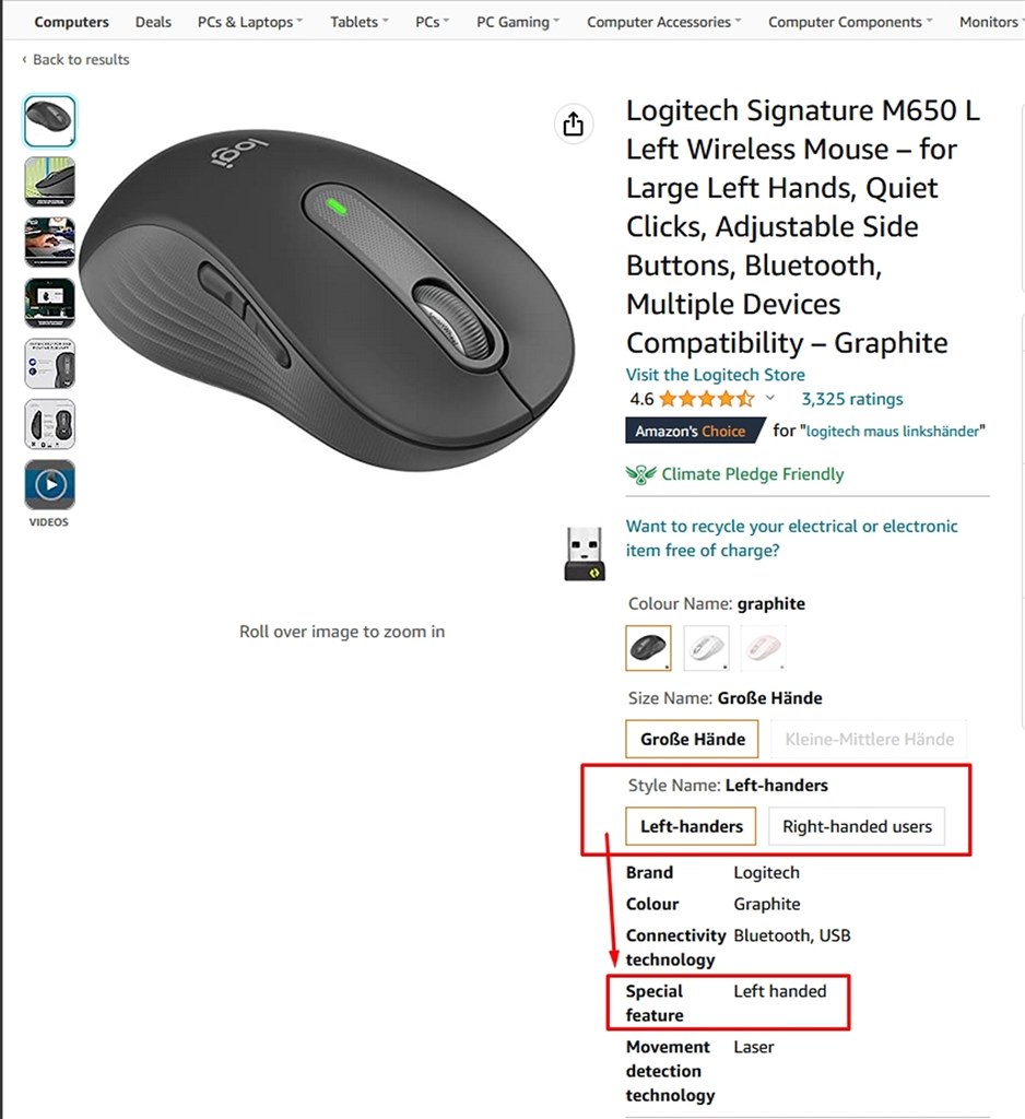 静音性がかなり高いマウス。海外のAmazonに左利き版もありました』 ロジクール Signature M650 L Wireless Mouse  M650LGR [グラファイト] でんしろうさんのレビュー評価・評判 - 価格.com