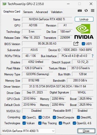 ASUS TUF-RTX4060TI-O8G-GAMING [PCIExp 8GB] 価格比較 - 価格.com