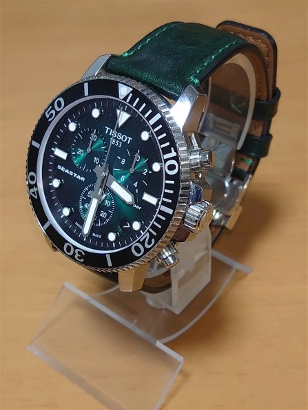 TISSOT シースター 1000 クォーツ クロノグラフ グリーン文字