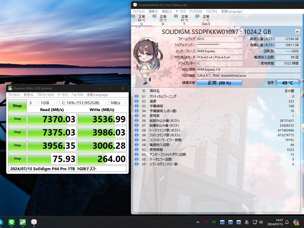 2TB版に続いて1TB版でも。購入後8か月目で書込み速度低下病発生