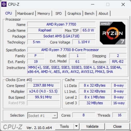 初代Ryzen7 1700からの乗り換えです。処理性能が大幅アップ！』 AMD Ryzen 7 7700 BOX O.Y.さんのレビュー評価・評判 -  価格.com