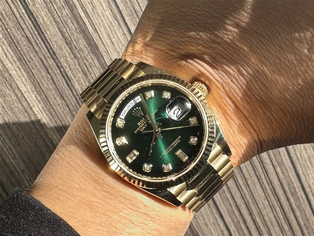 ROLEXロレックス プレジデントブレス ロレックス デイデイト 128238 ブライトグリーン 10Pダイヤ